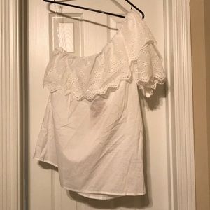 One shoulder white blouse